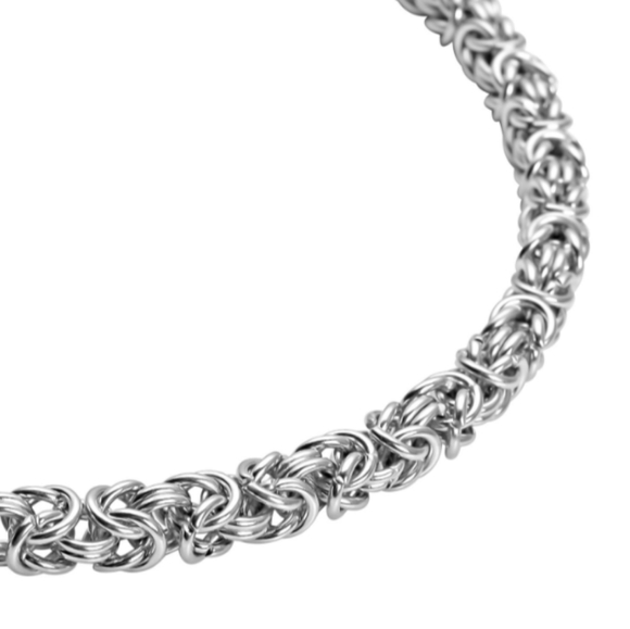 UNISEX UNIQUE STAINLESS STEEL BYZANTINE LINK CHAIN NEC… - Picture 2 of 7